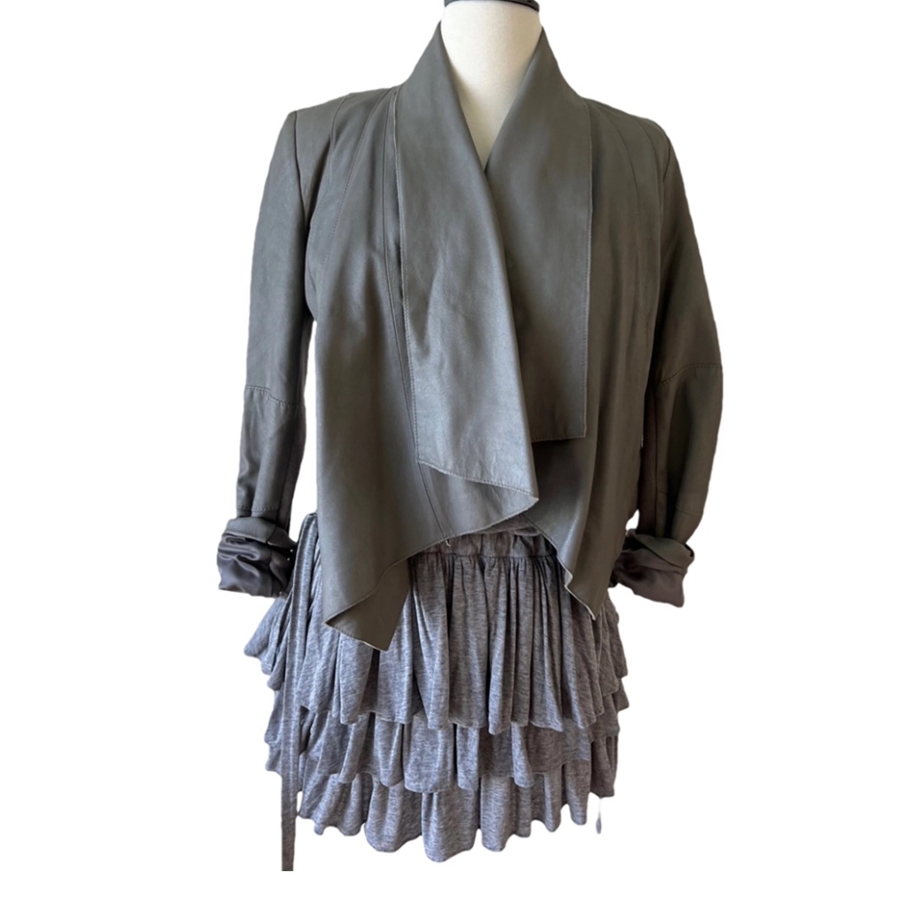 Bcbgmaxazria Gray Leather Jacket